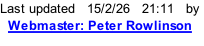 Last updated   15/2/26   21:12   by   Webmaster: Peter Rowlinson